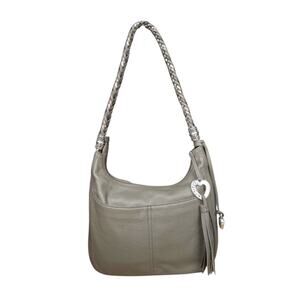 Brighton Tan/Gray Leather Shoulder Bag Purse